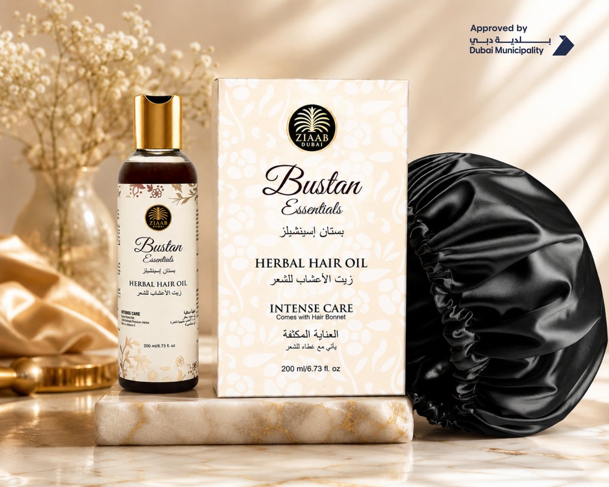 Bustan Essentials Herbal Hair Oil – 100% Natural Blend for Hair Growth, Strength & Deep Nourishment (200ml) , Comes with free Hair Bonnet